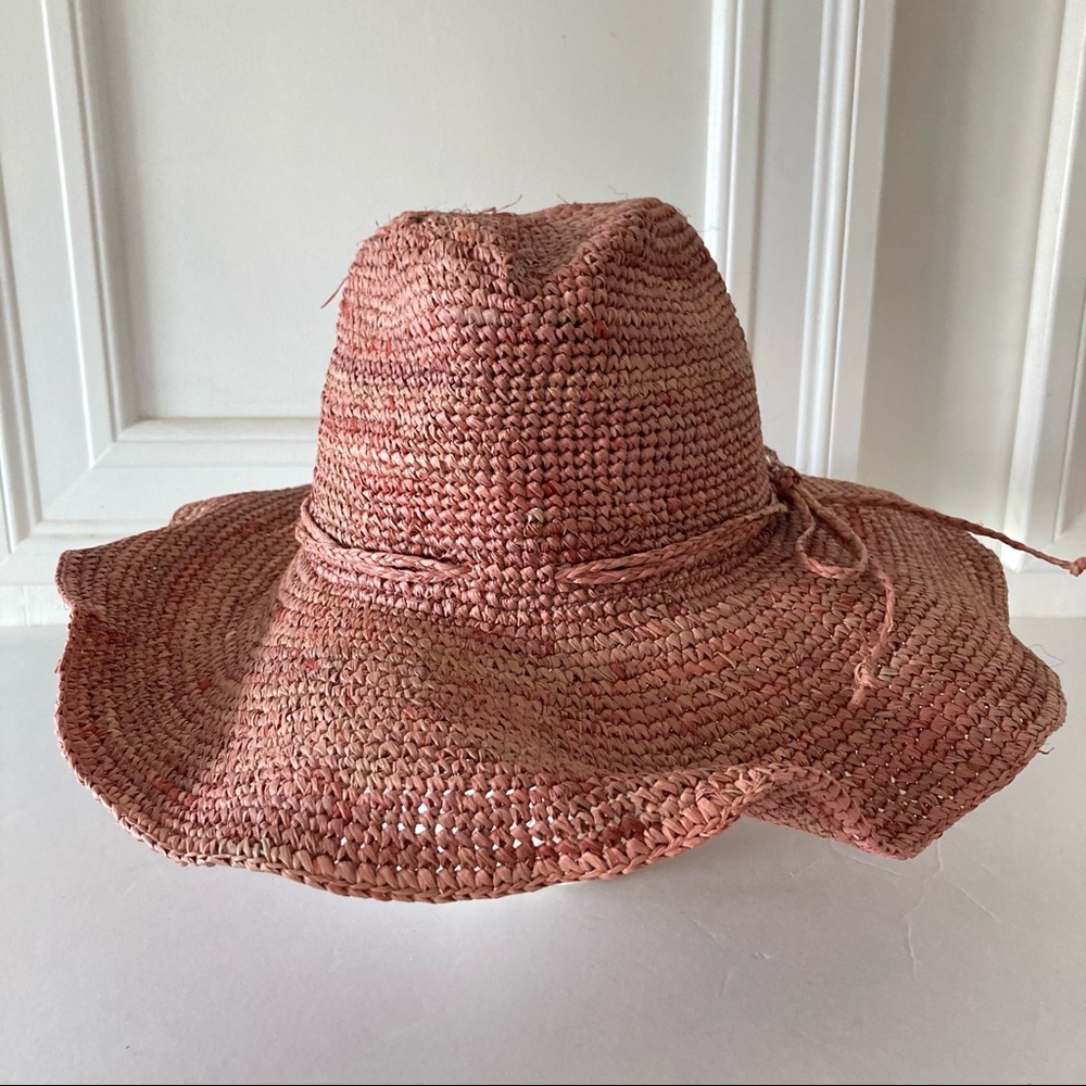 Free People Pink Woven Straw Sun Hat